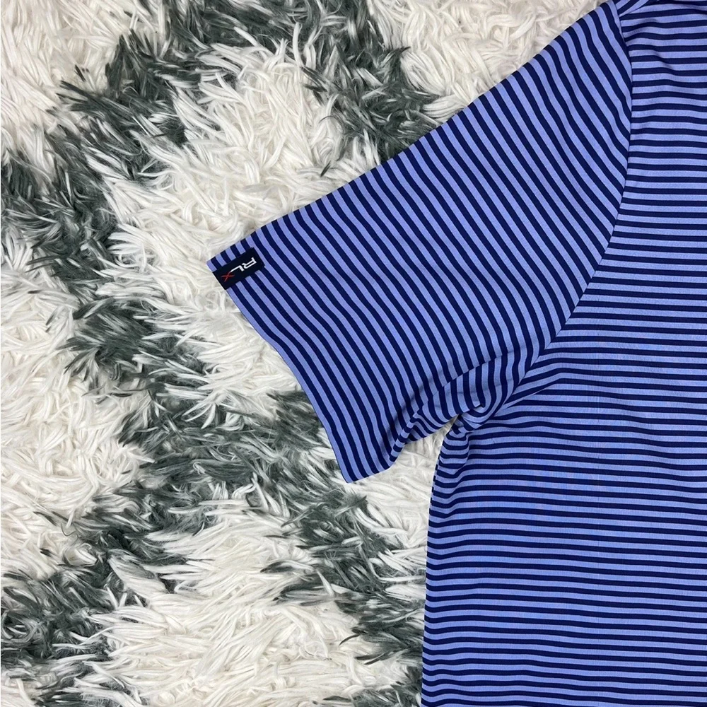 RLX Ralph Lauren Men's Casual Striped Golf Polo Shirt Blue Size Large - Picture 10 of 12